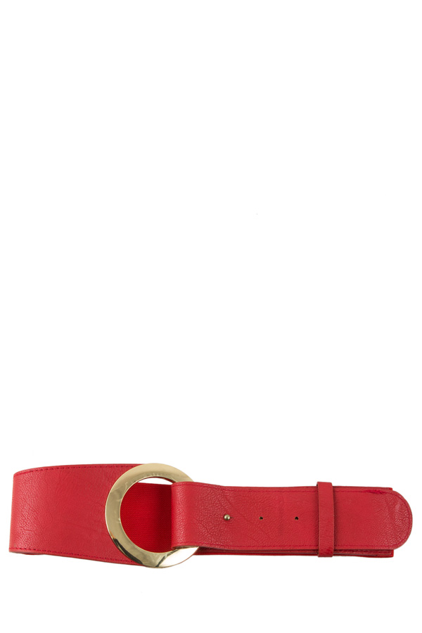 Metal Disk Accent Faux Leather Belt