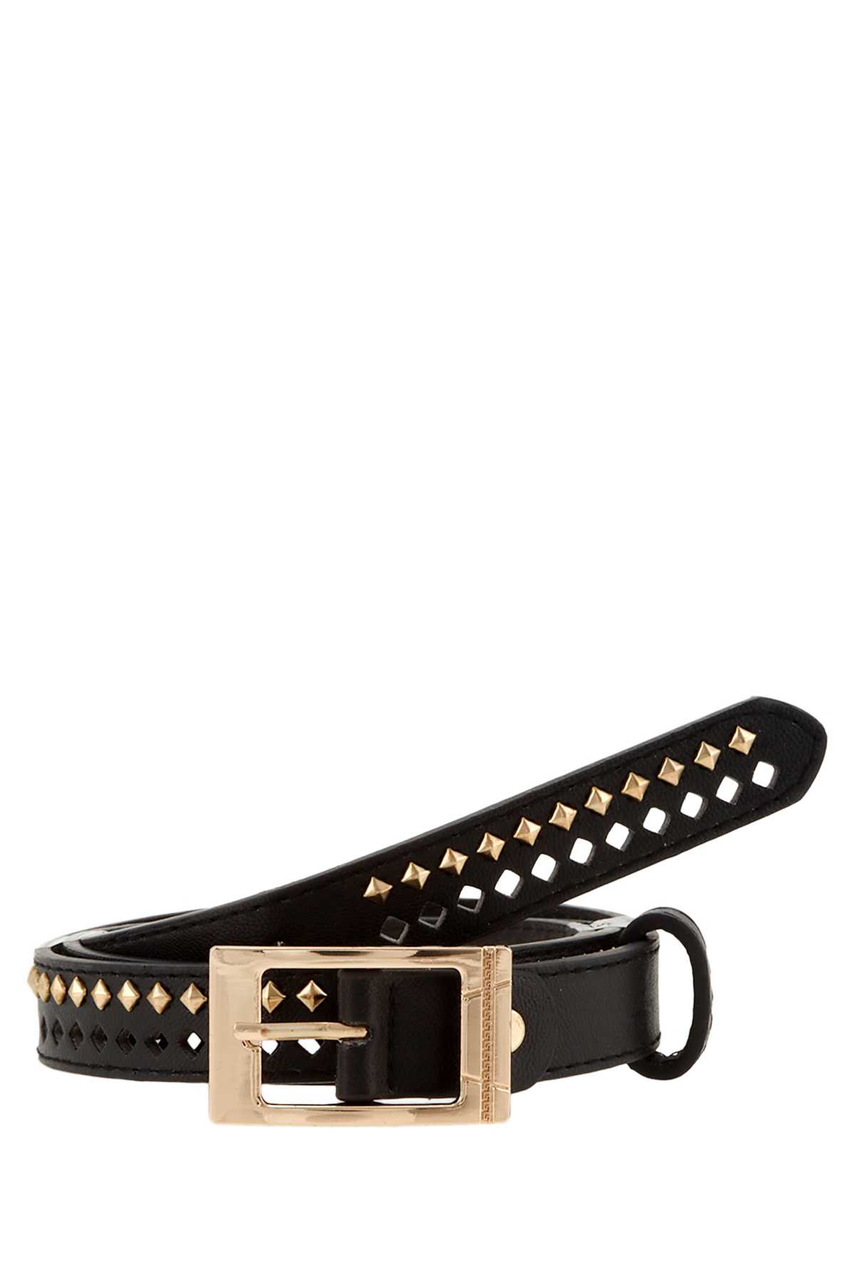 Metal Stud and Perforated Faux Leather Belt