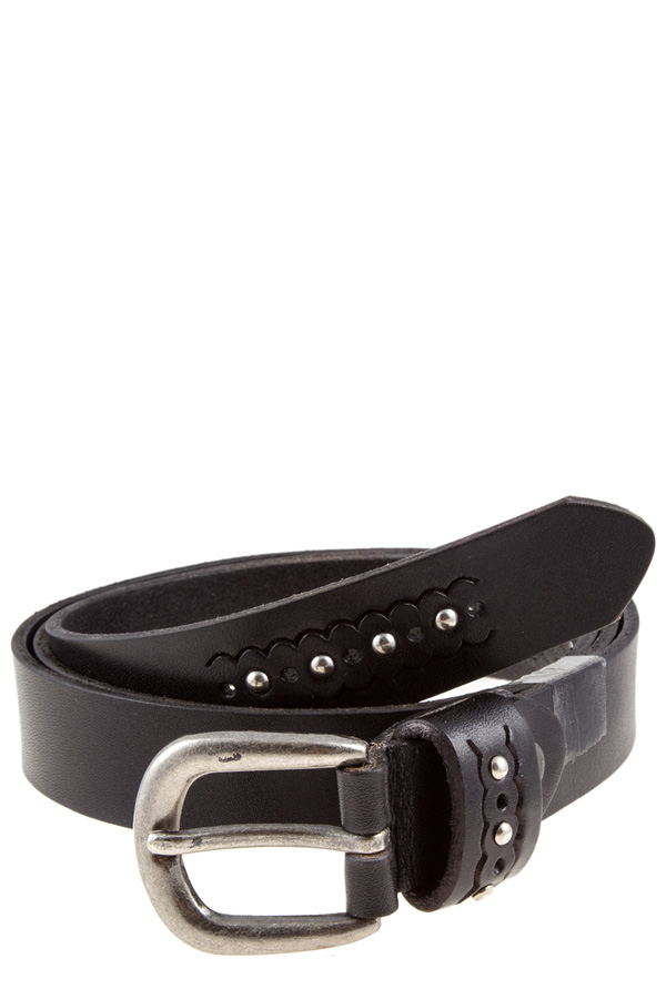 GENUINE LEATHER SKINNY STITCHED PERFORATED BELT