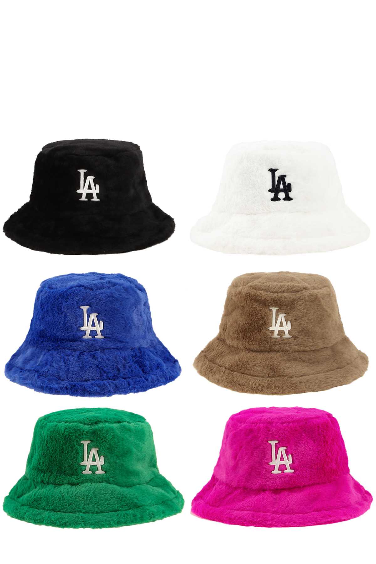 LA Embroidery Fur Bucket Hat