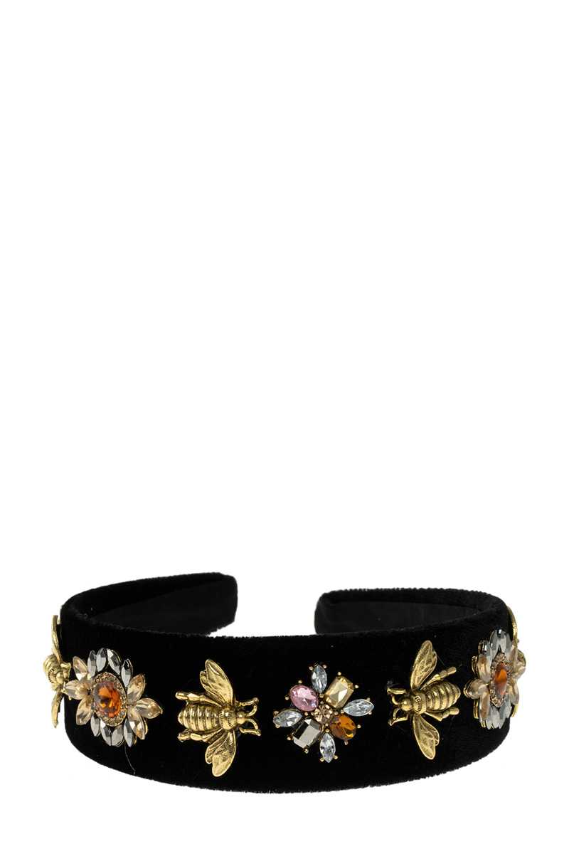 Bee and Crystal Decorated Velvet Head Band