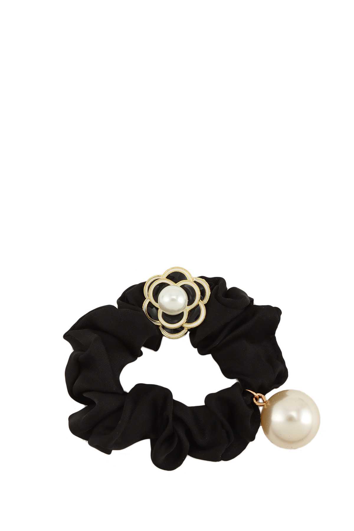 Flower and Pearl Charm Hair Tie