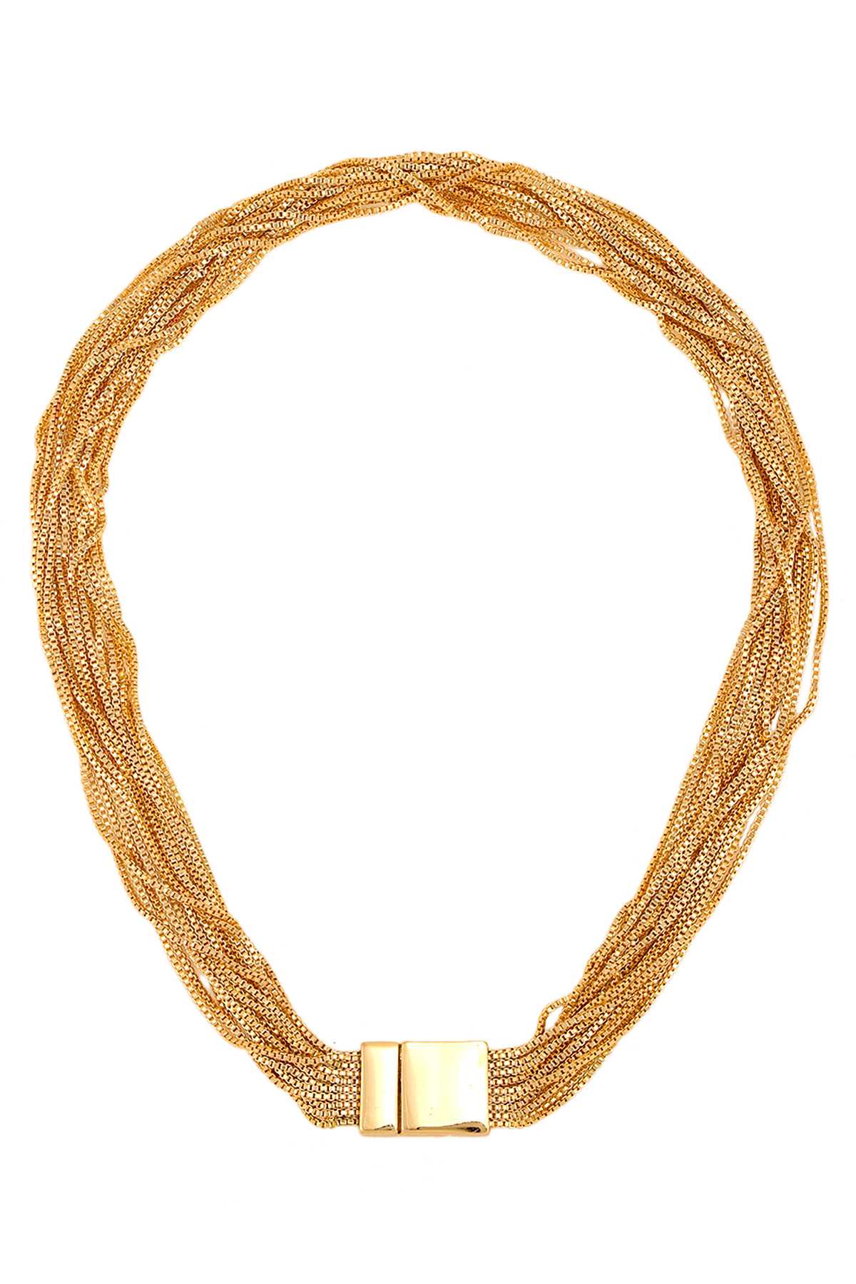 GOLD DIPPED Metal Linked Charm Layered Necklace