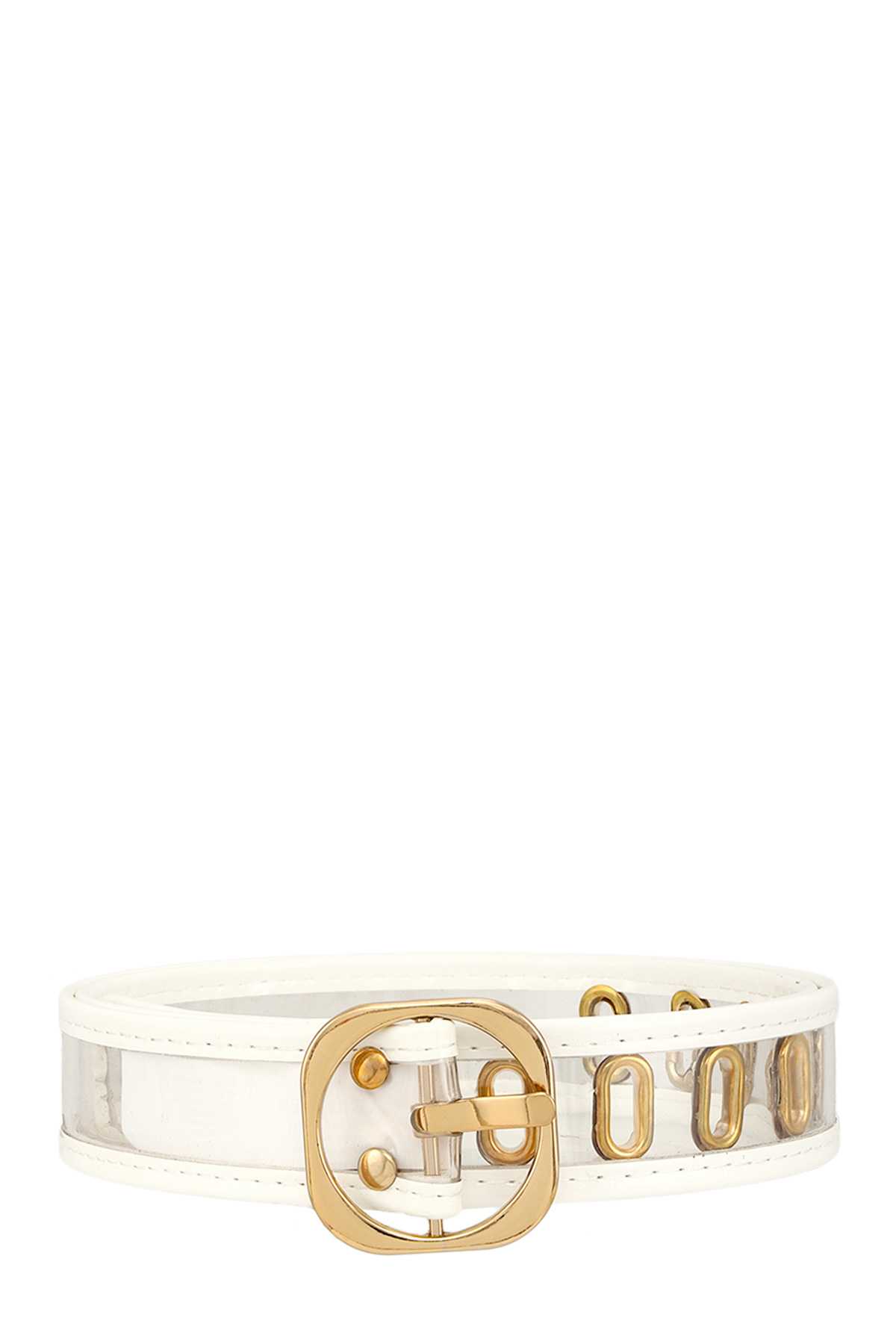 Leather Edge Rounded Buckle Clear Belt