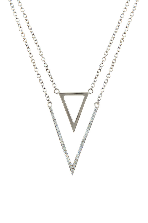 Triangle charm encrusted cubic zirconia necklace