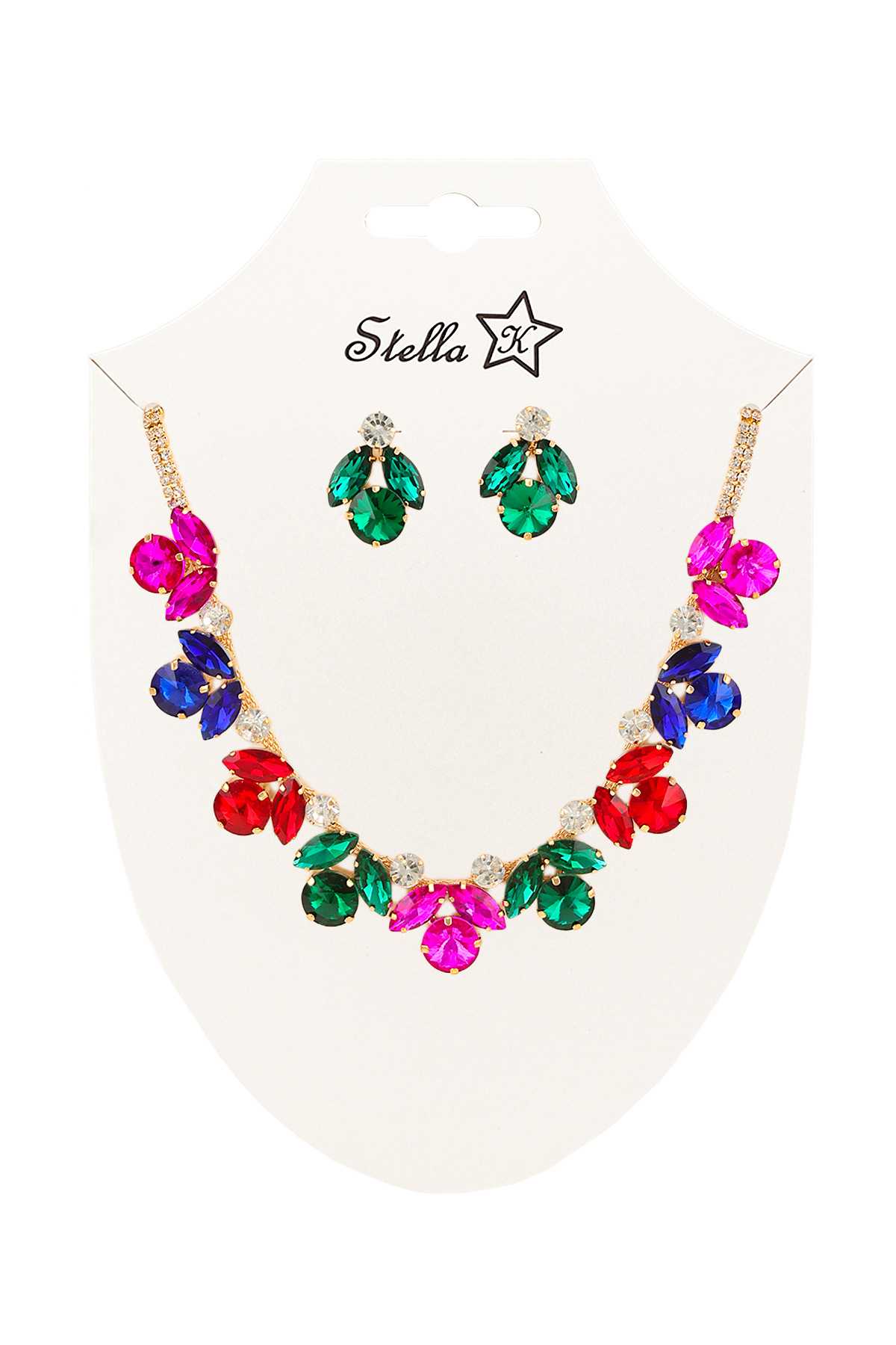 Multi Crystal Floral Statement Necklace