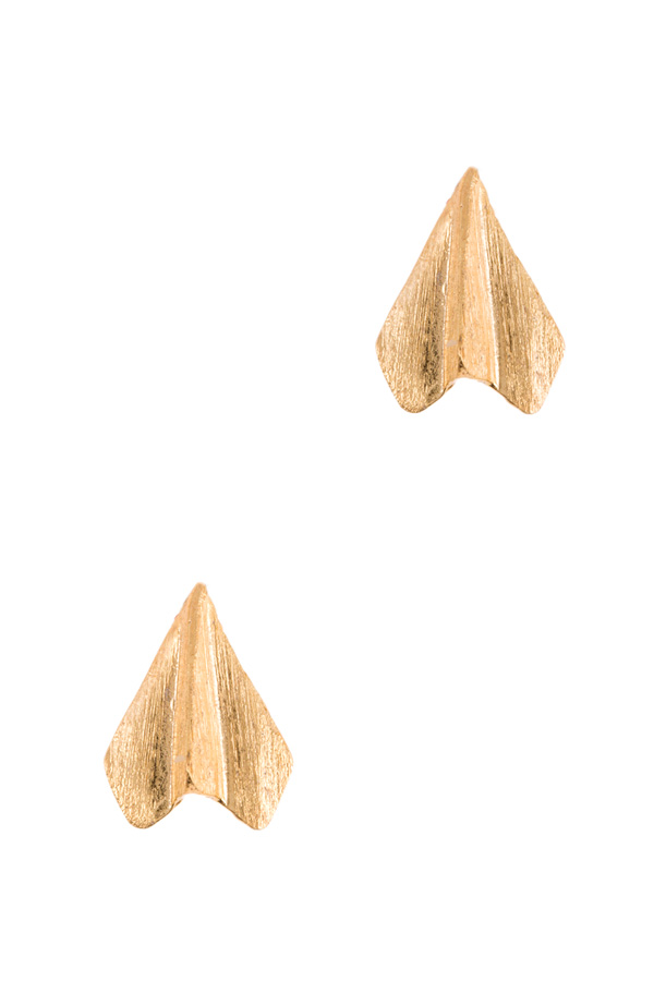 Paper airplane stud earrings