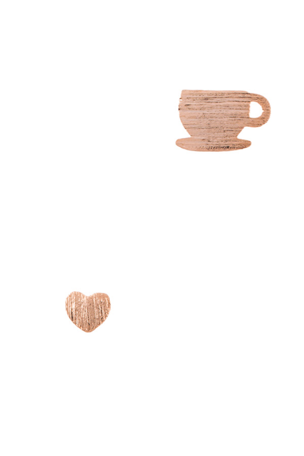 Heart and cup stud earrings