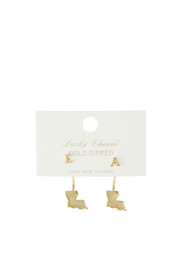 LA Initial with State Dangle Earring