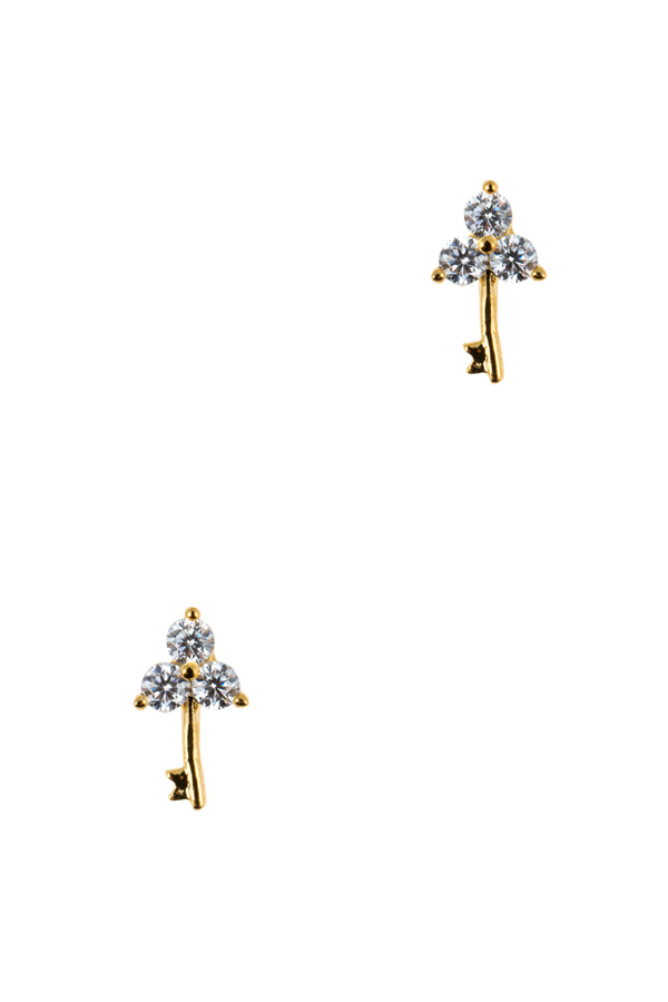 Key cubic zirconia tiny delicate earrings