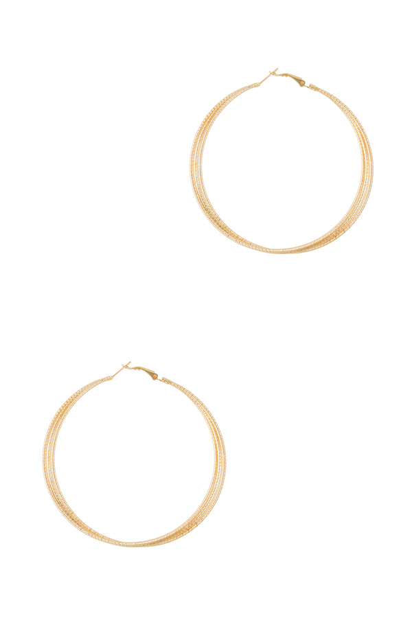 3 Layered texture hoop earrings