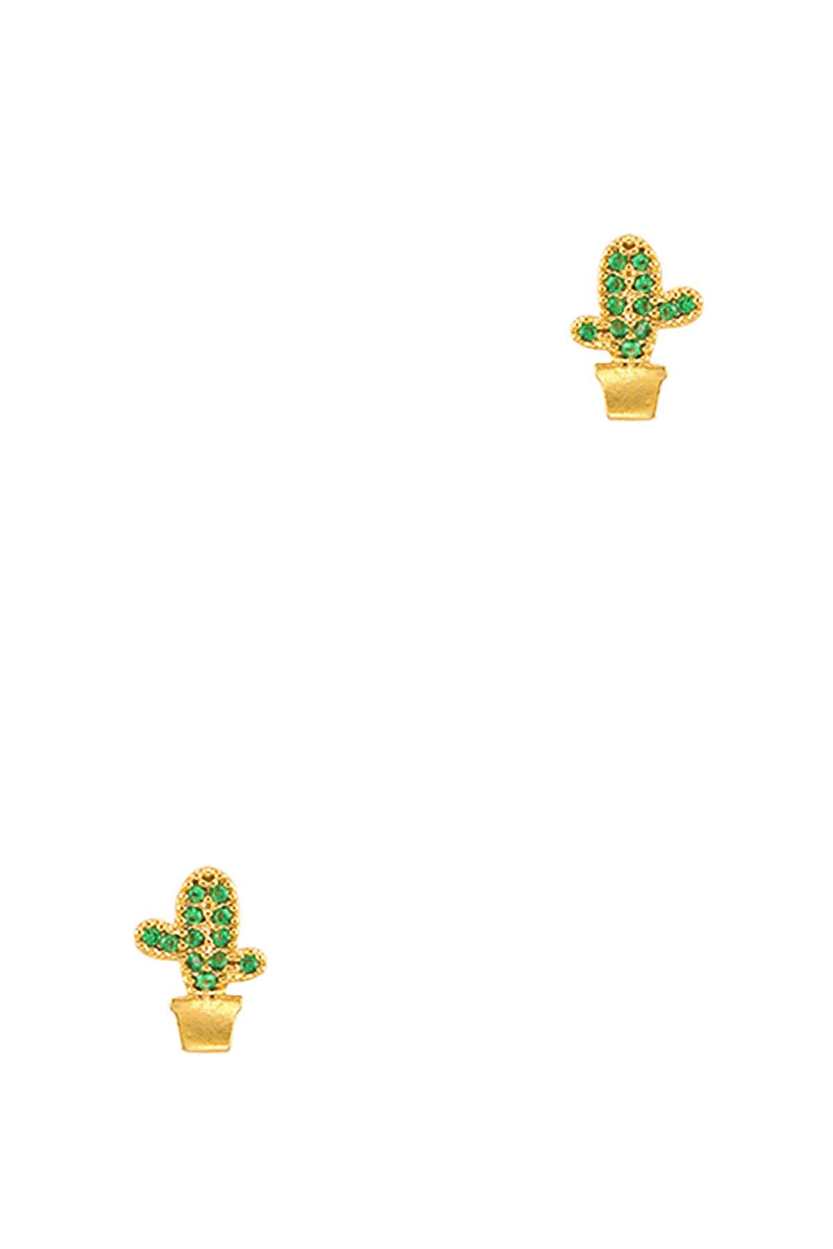 Gold Dipped Cubic Cactus Earring