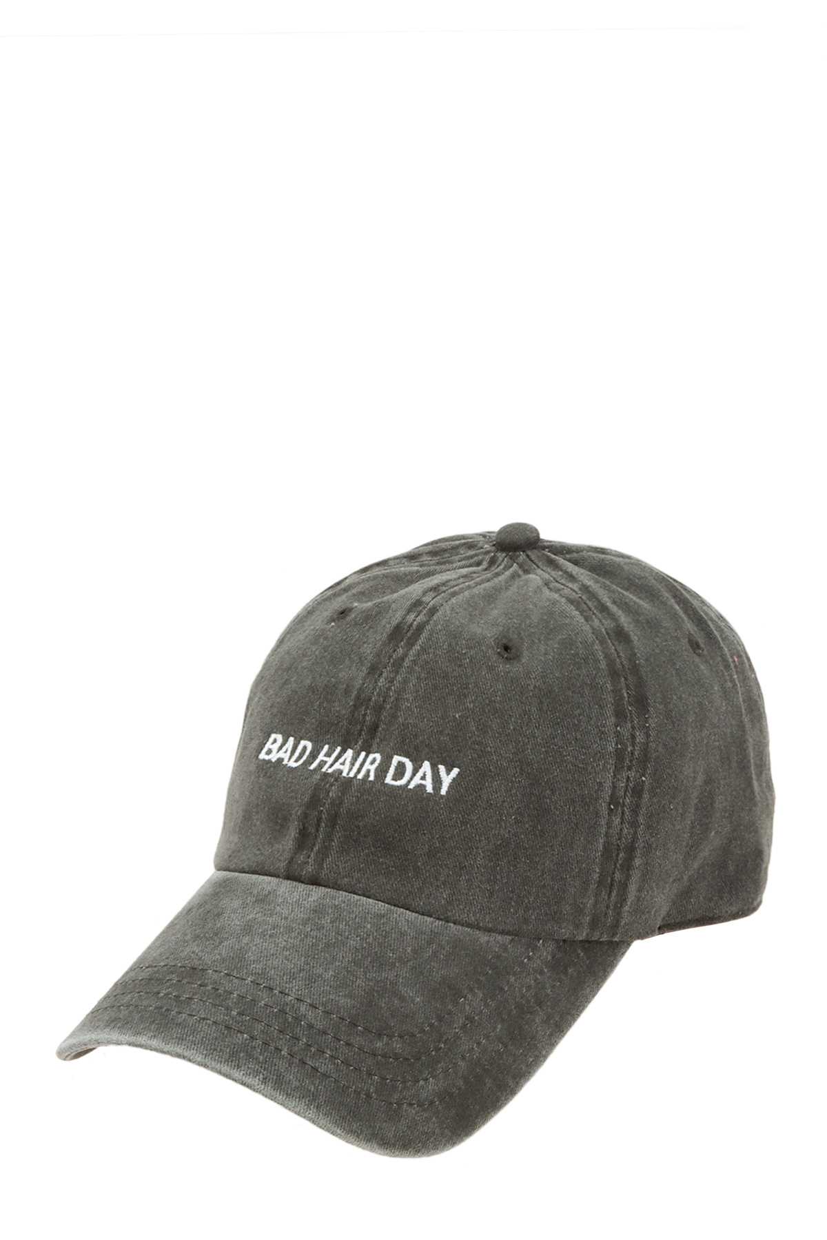 BAD HAIR DAY EMBROIDERED PIGMENT BASEBALL CAP
