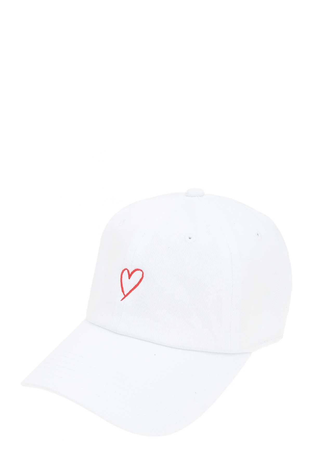 HEART OUTLINE EMBROIDERY COTTON CAP