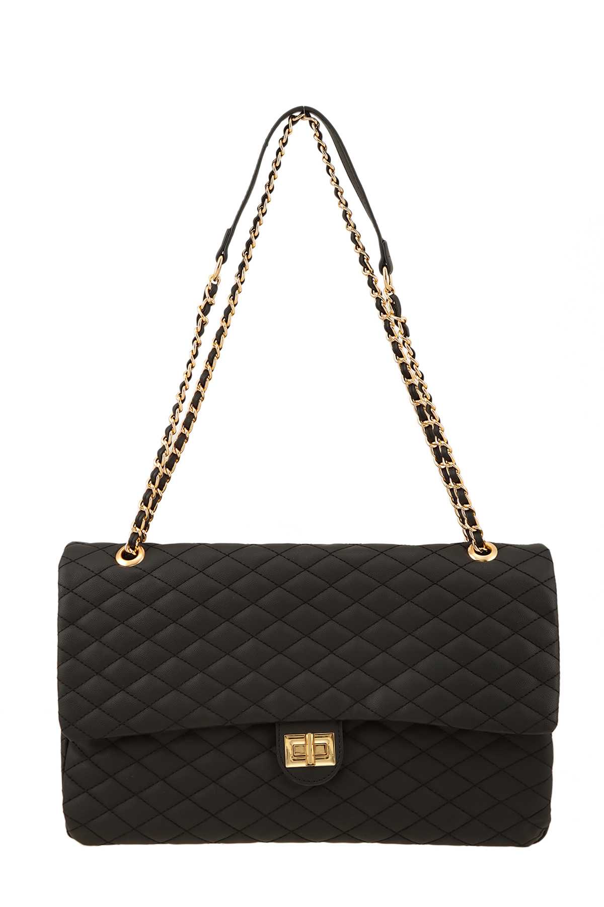 Diamond Quilted Rectangle Shape Oversize Handle Bag