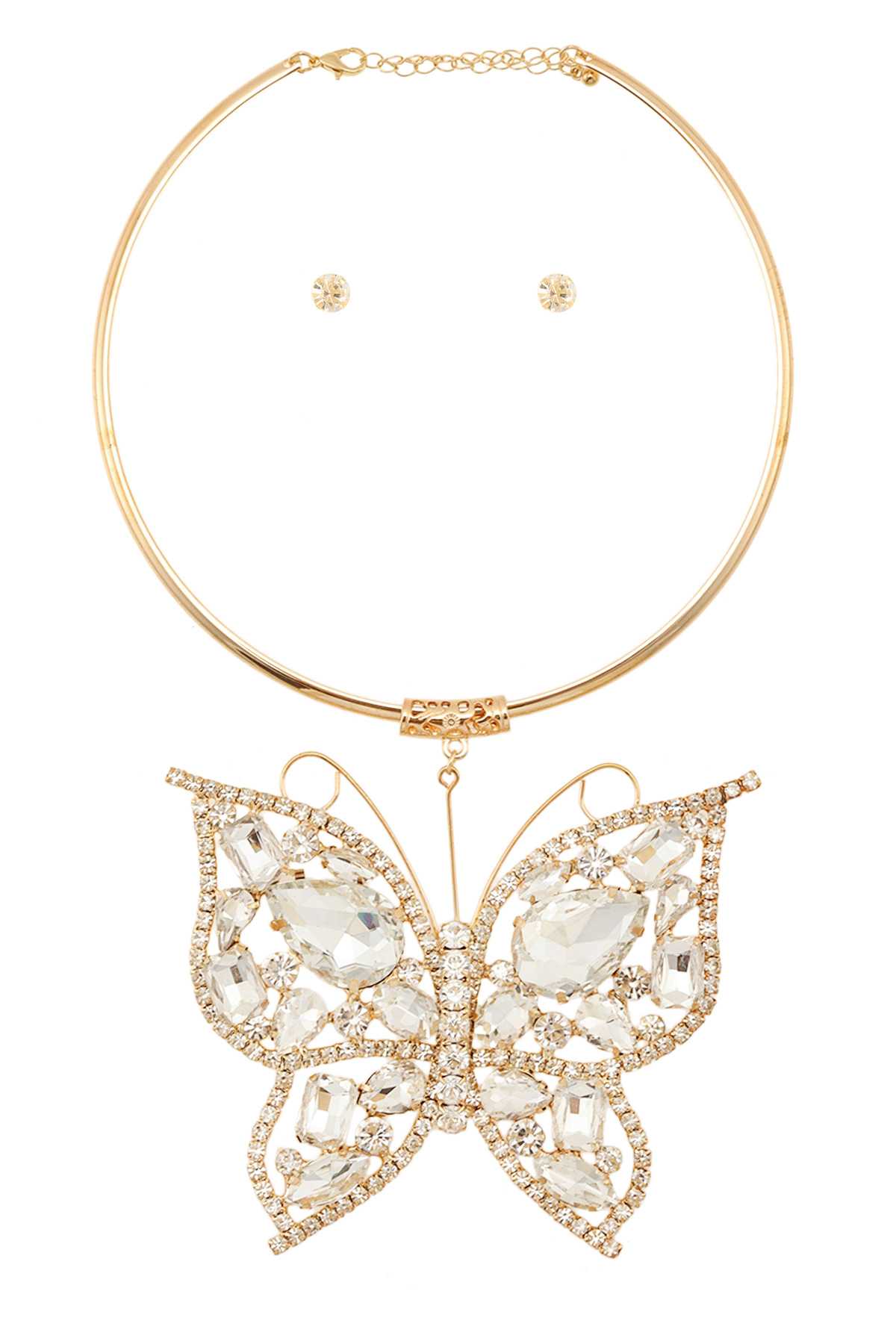 Crystal Butterfly Charm Collar Necklace