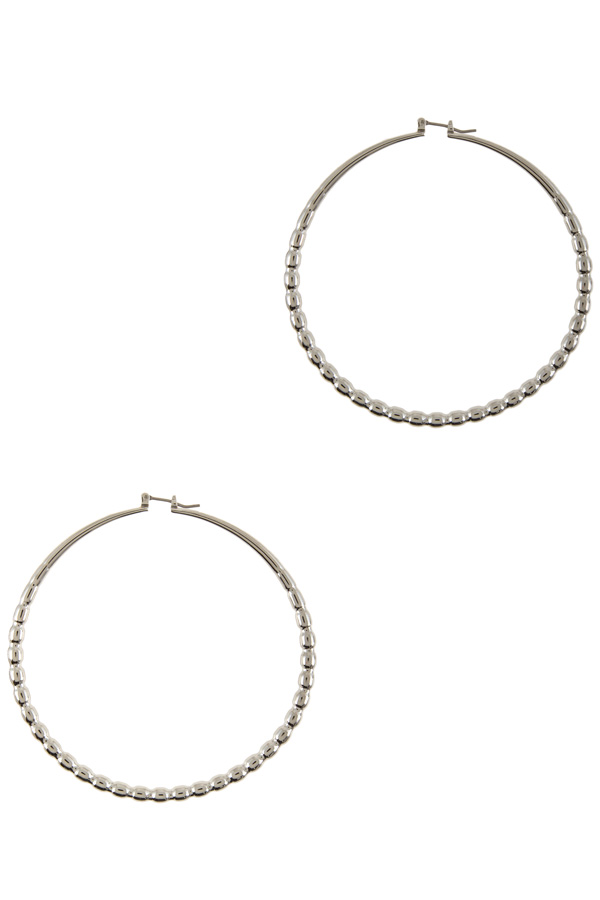 70 mm textured metal hoop earrings