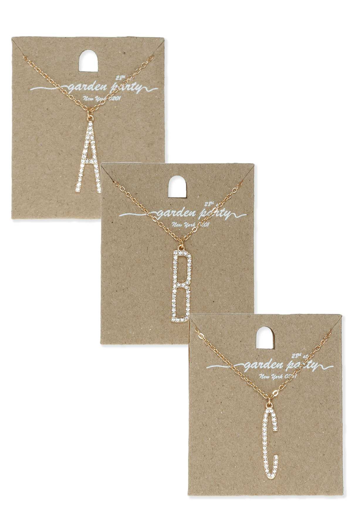 Rhinestone Initial Letter Pendant Necklace