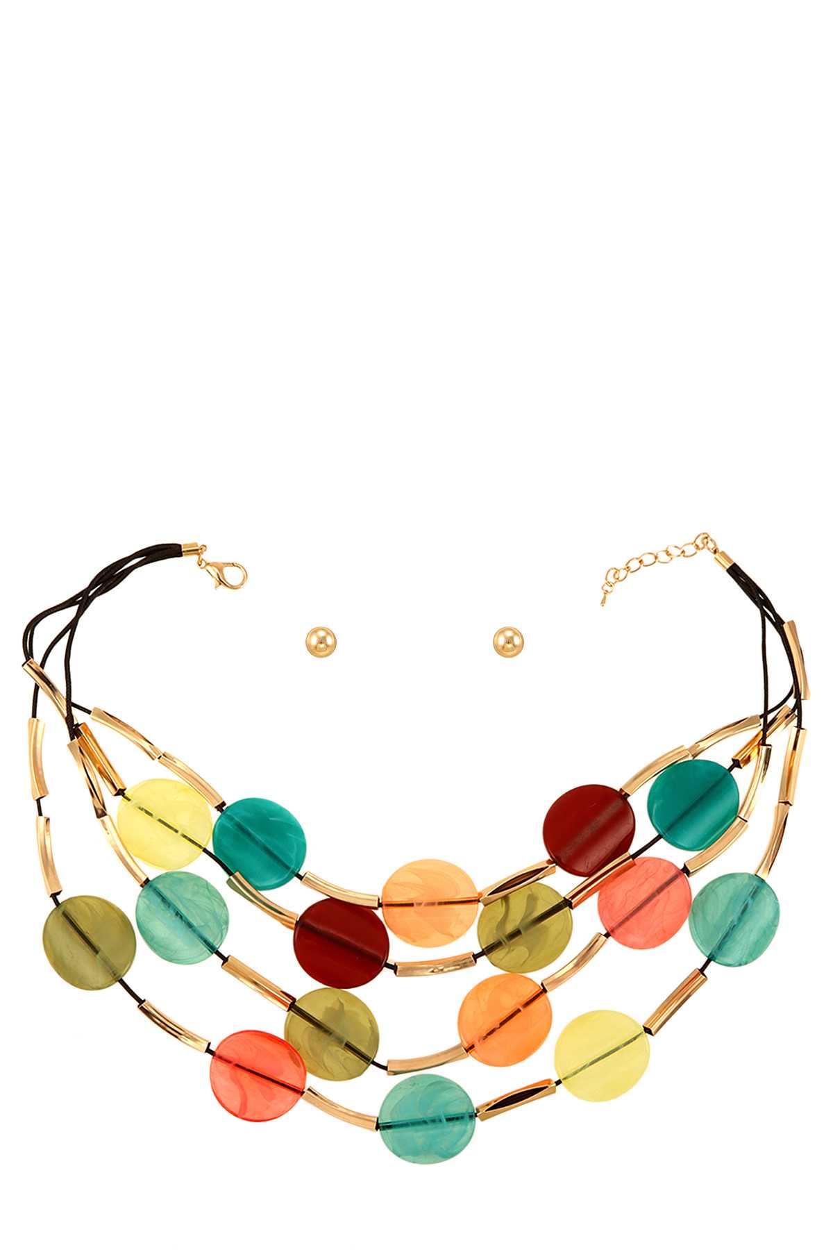 Colorful Acrylic Circle Accent Layered Necklace Set