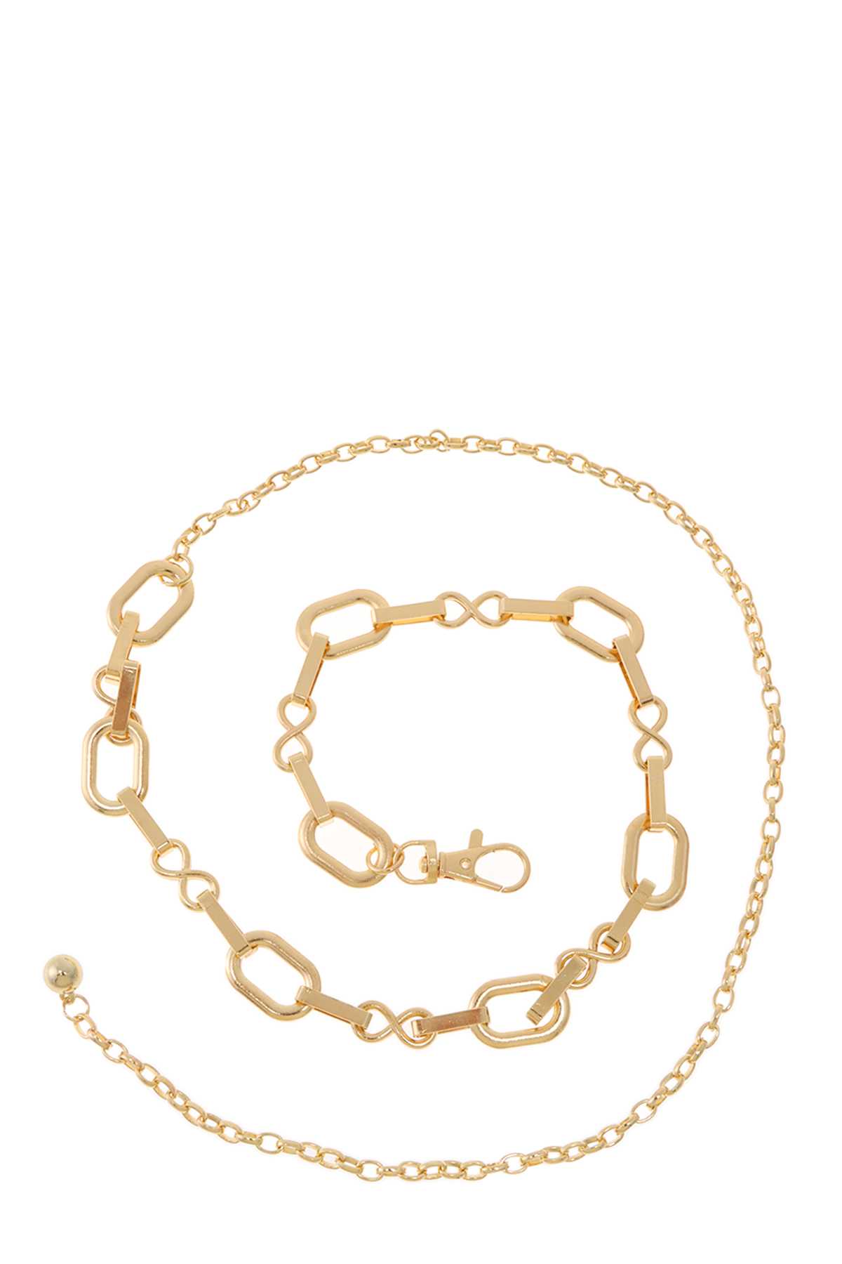 OVAL AND INFINITY METAL LINKED CHAIN BELT