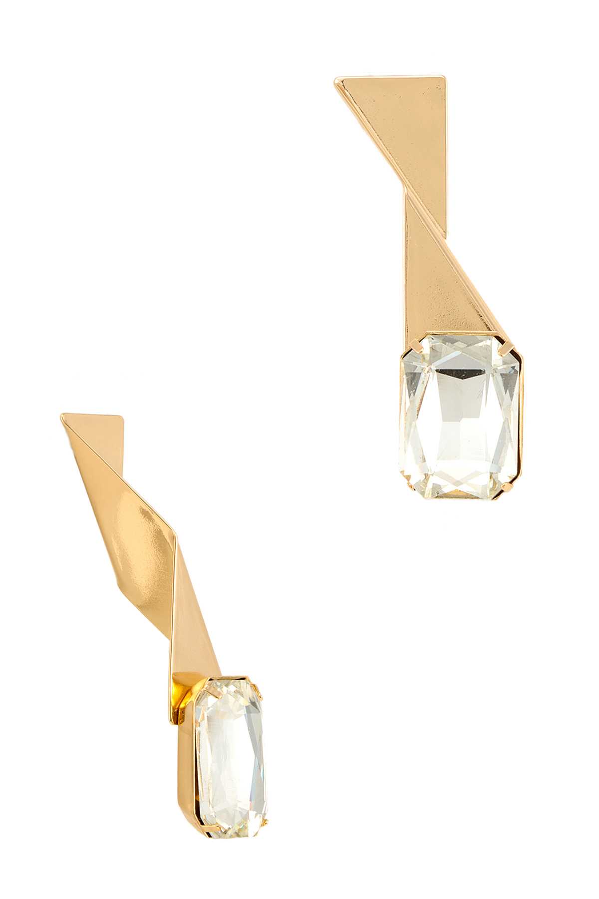Crystal Charm Folding Metal Stud Earring