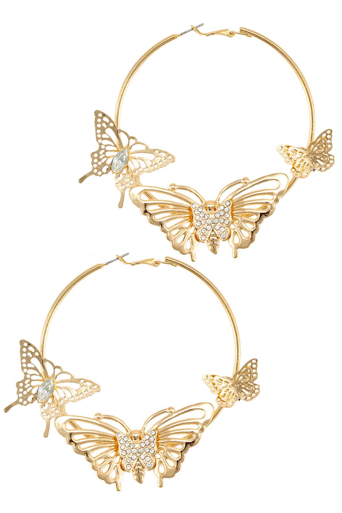 70mm Butterfly Attached Hoop Earring