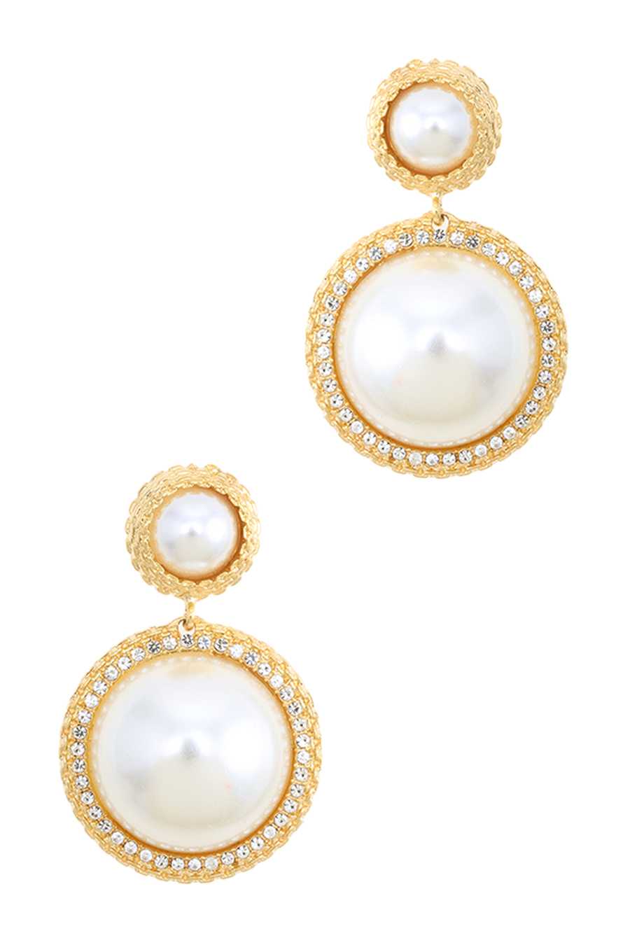 Pearl Dangling with Rhinestone Accent Stud Earring