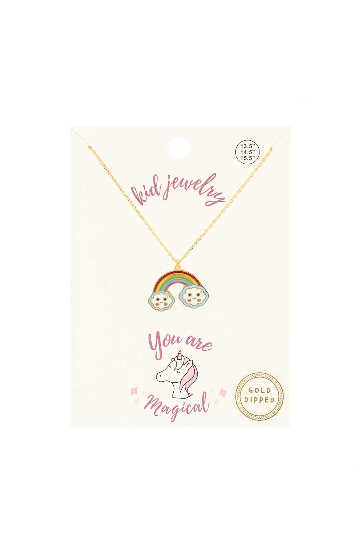 KIDS COLORFUL RAINBOW WITH CLOUDS NECKLACE