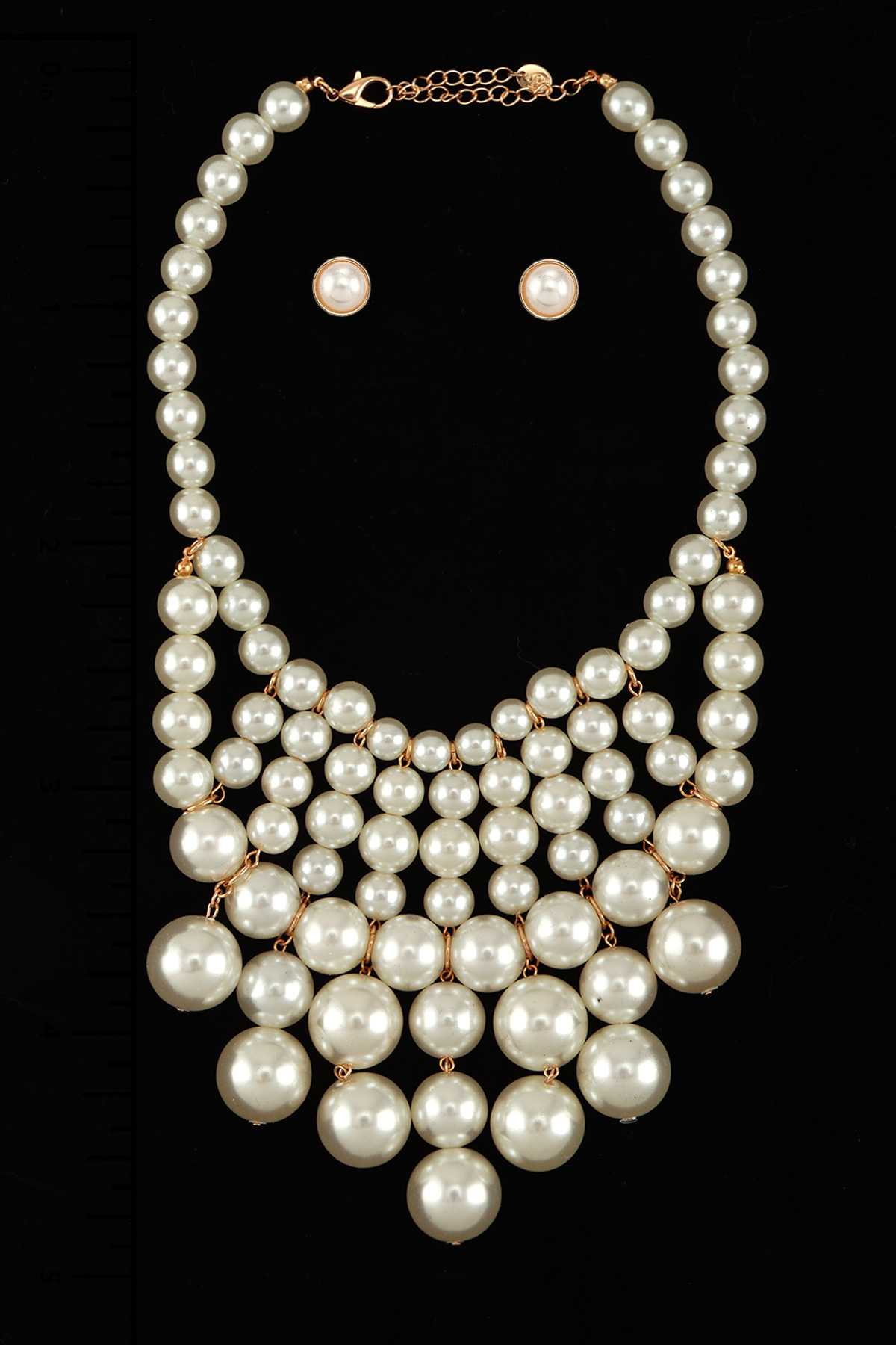 Pearl Ball Statement Necklace with Pearl Dangle