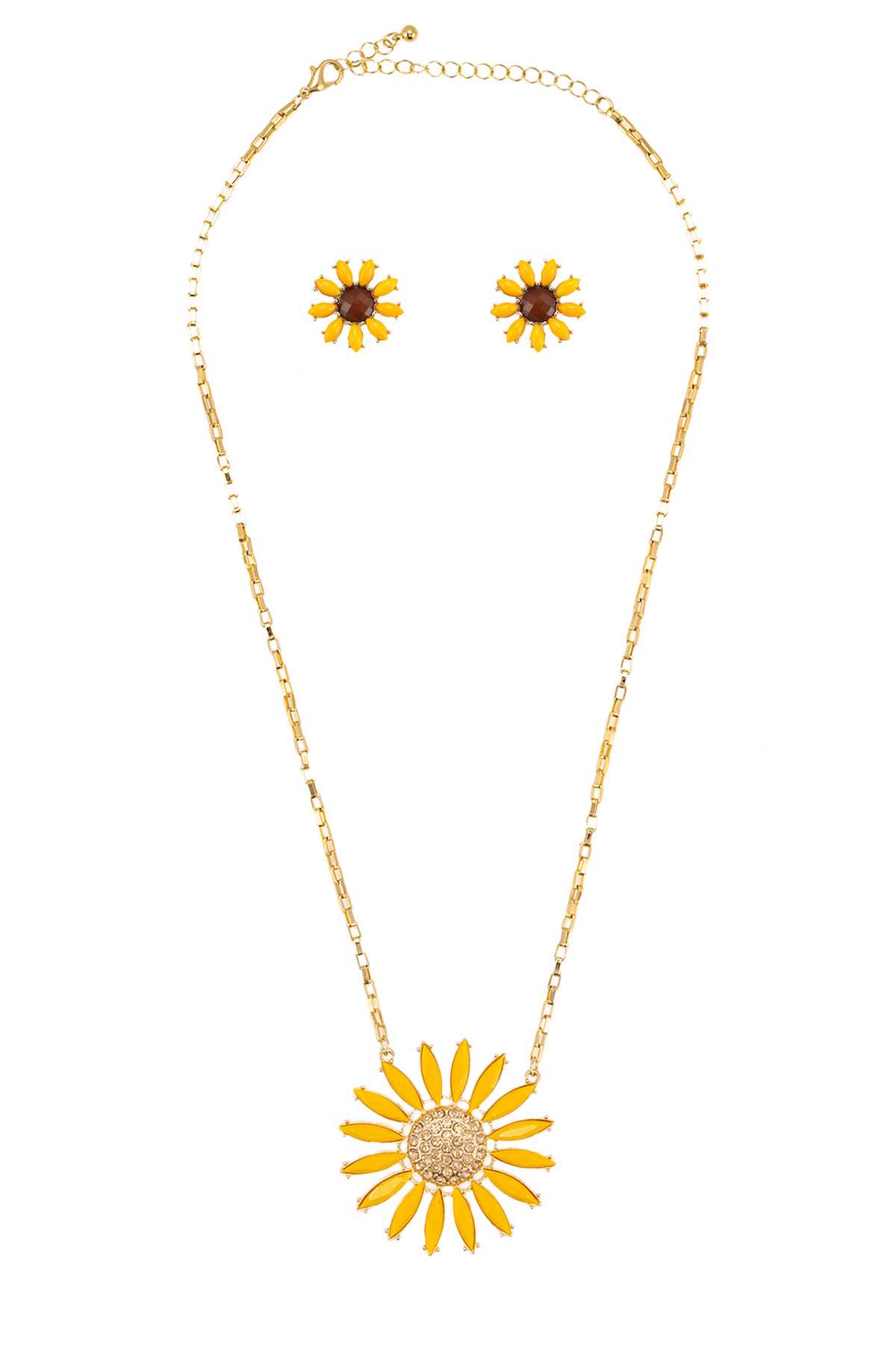 Crystal Sunflower Pendant Necklace