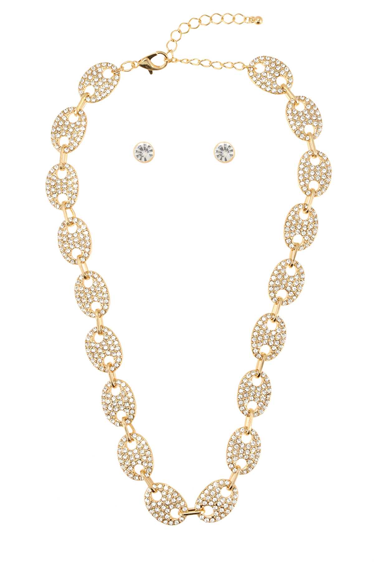 Rhinestone Button Linked Necklace