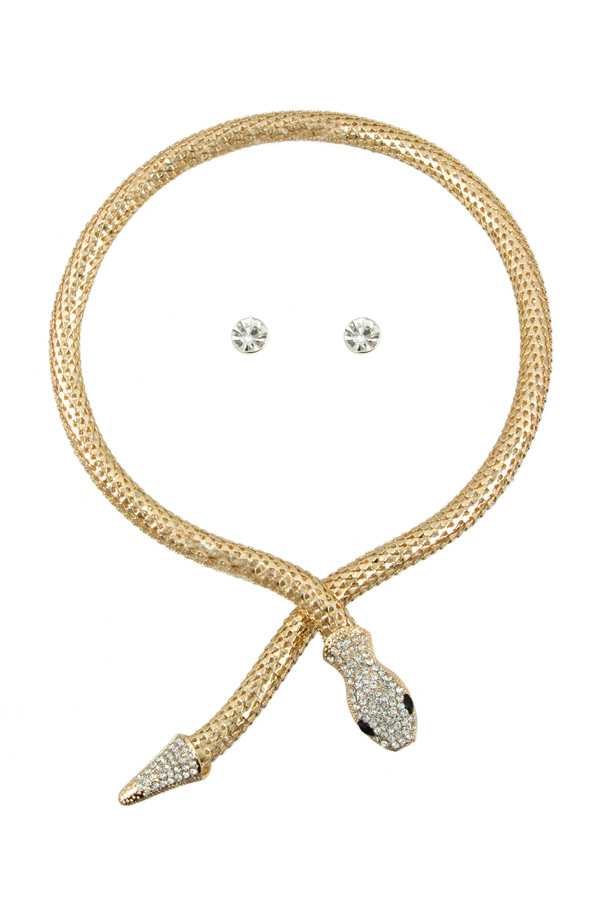 Rhinestone Snake Head Necklace