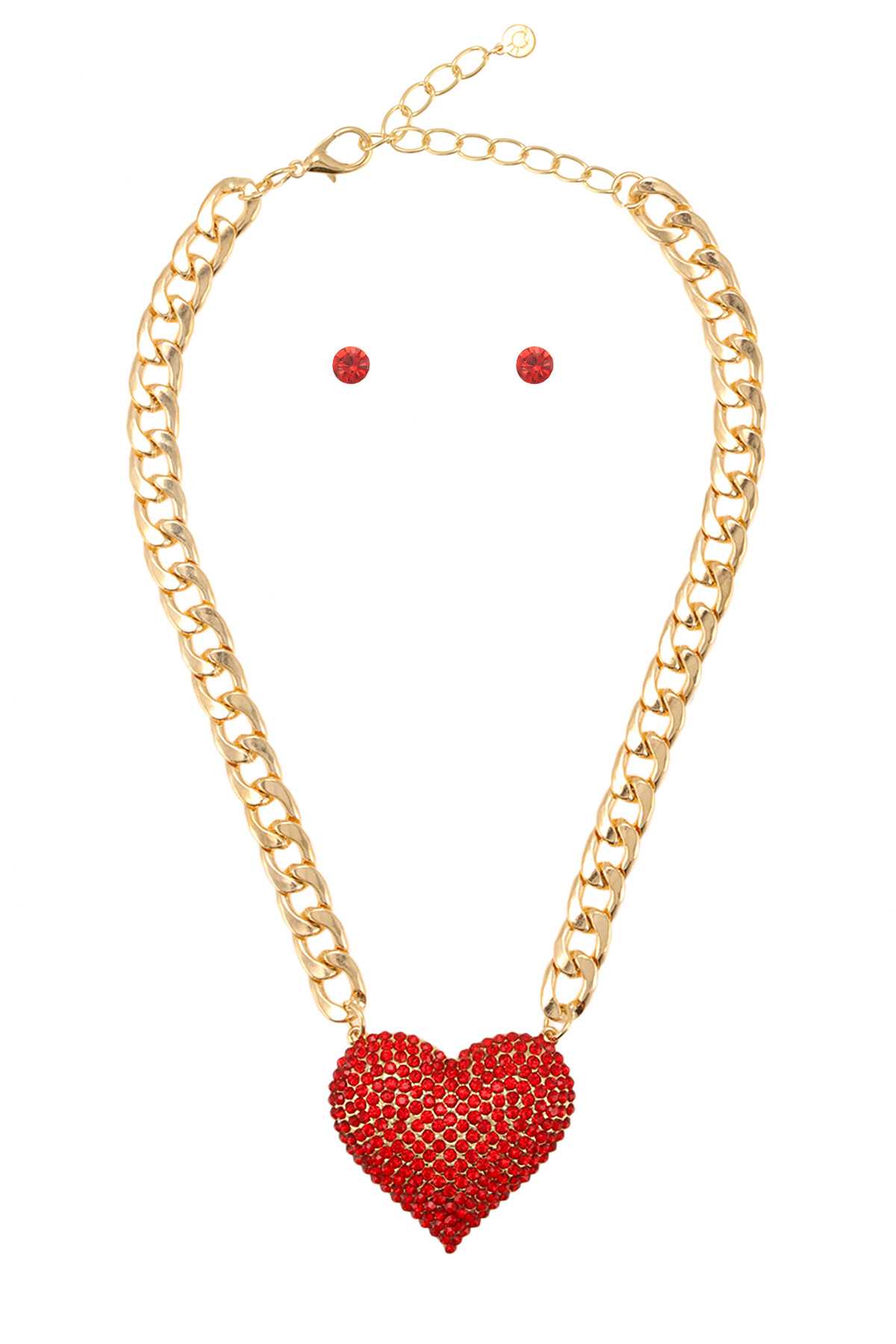 Big Heart Pendant Cuban Chain Necklace