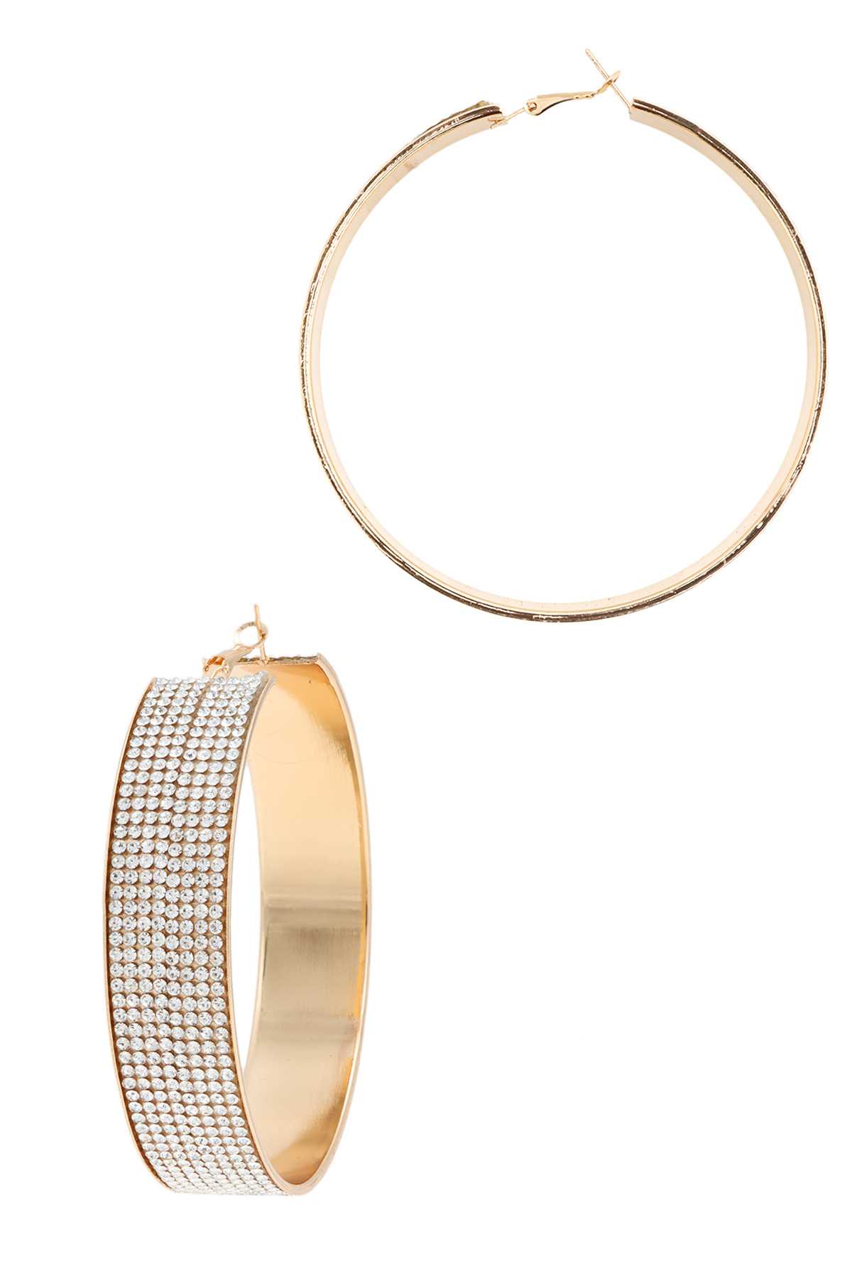80mm Wide Hoop Earring with Clear Stone Pave