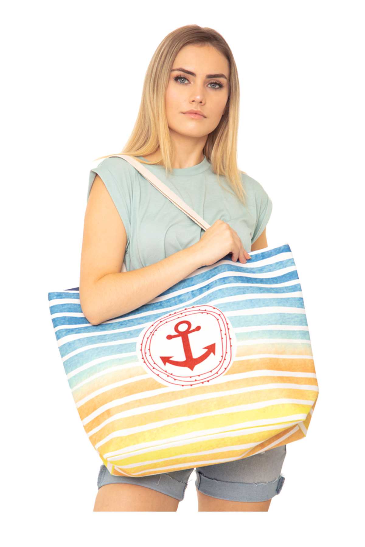 Stripe Anchor Tote Bag