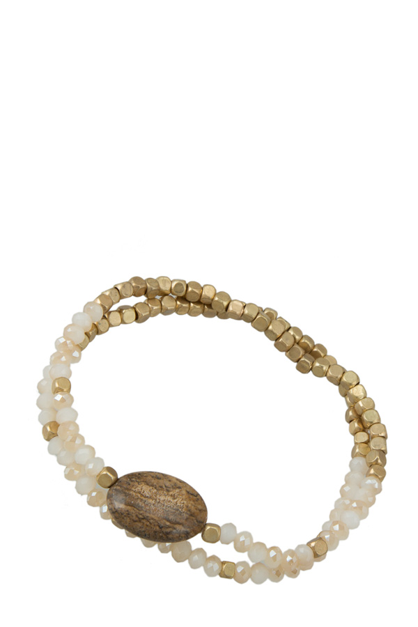 Stone with Beads Stretch Bracelet