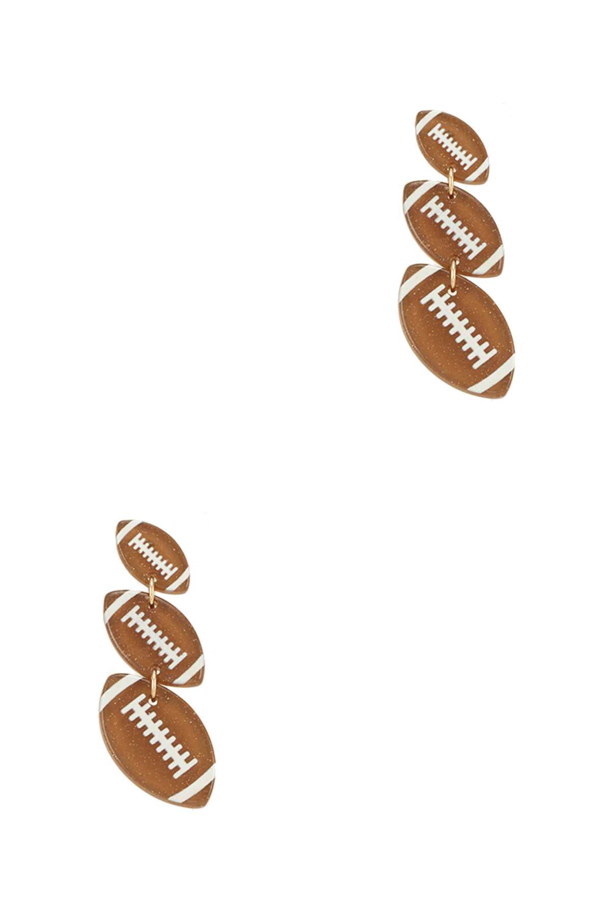 Three Football Acrylic Drop Stud Earring