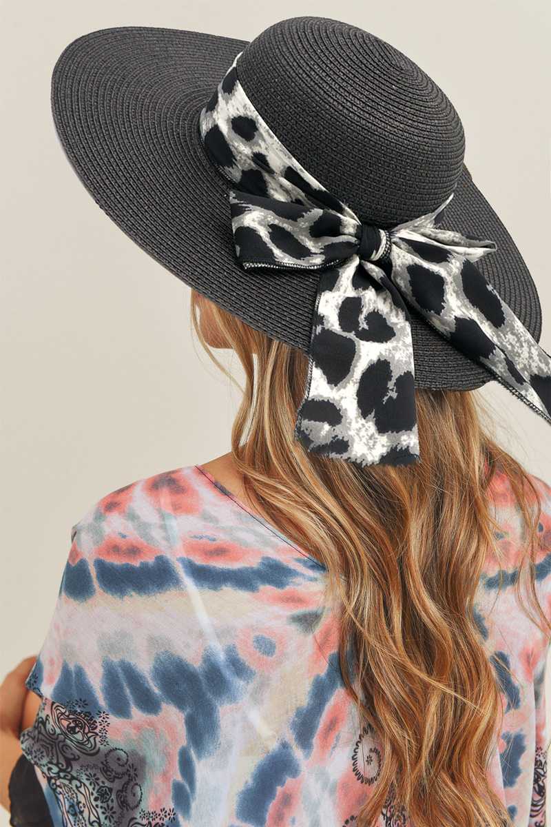 Leopard Print Bow Summer Floppy Hat