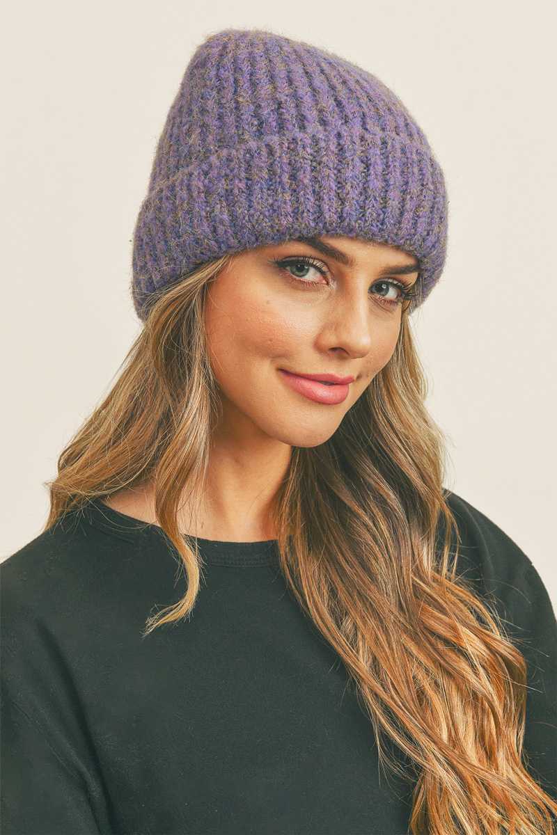 Fuzzy Mixed Color Knit Beanie