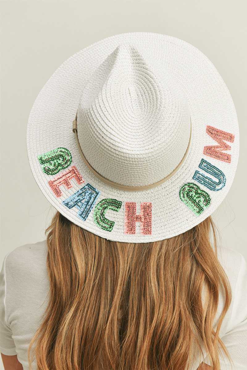Sequin Letter BEACH BUM Panama Hat