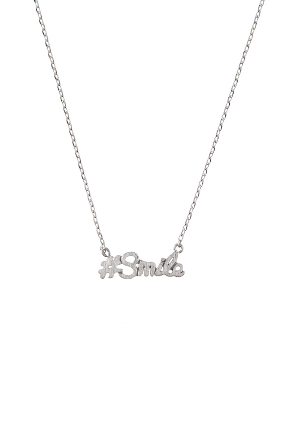 "#Smile" pendant skinny delicate necklace