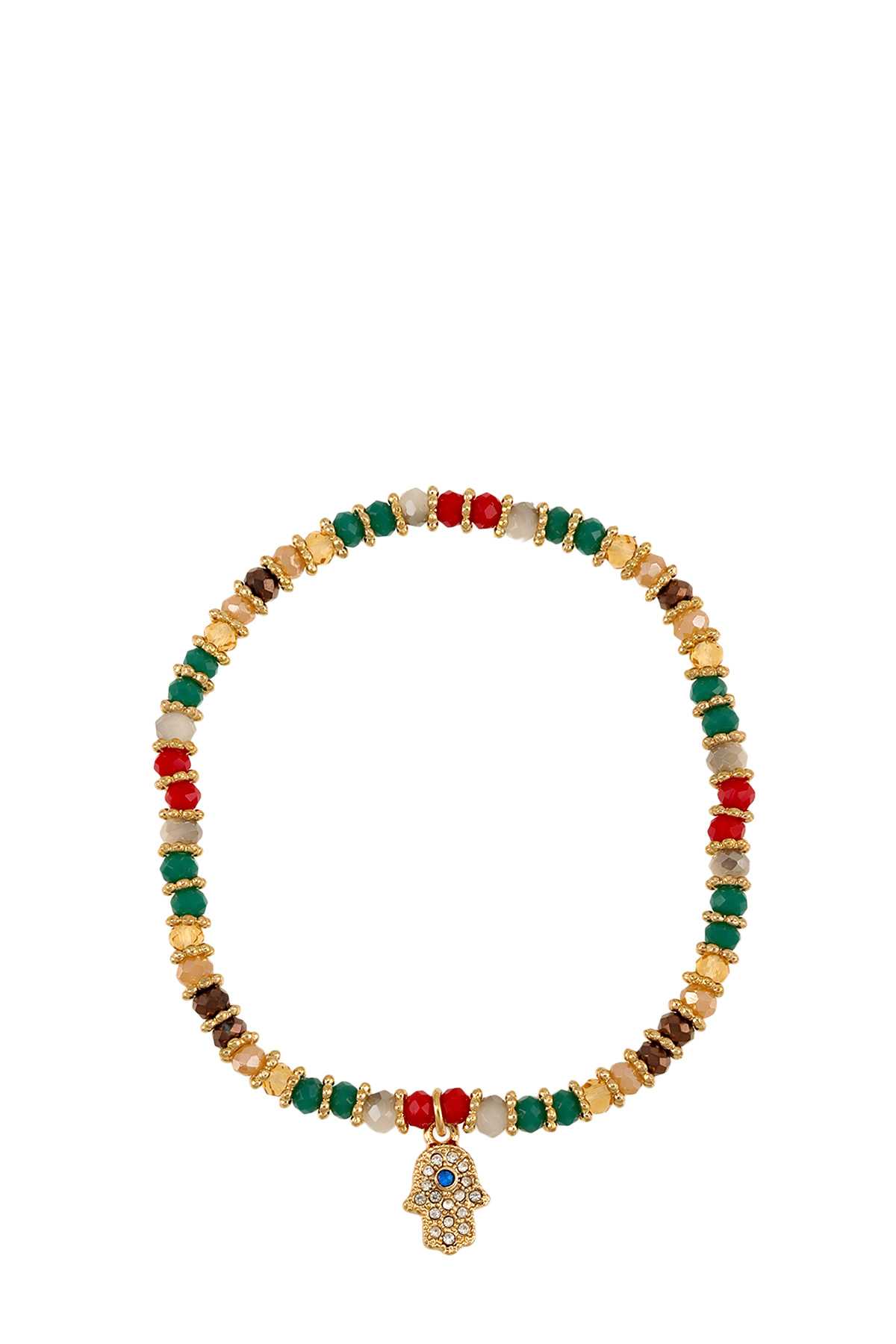Bracelet with Beads and Hamsa Charm