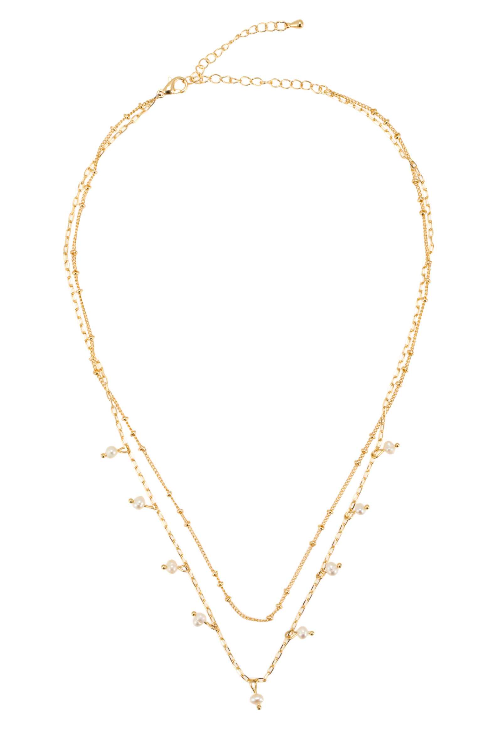 9 Baby Pearl Charm Chain Layered Necklace
