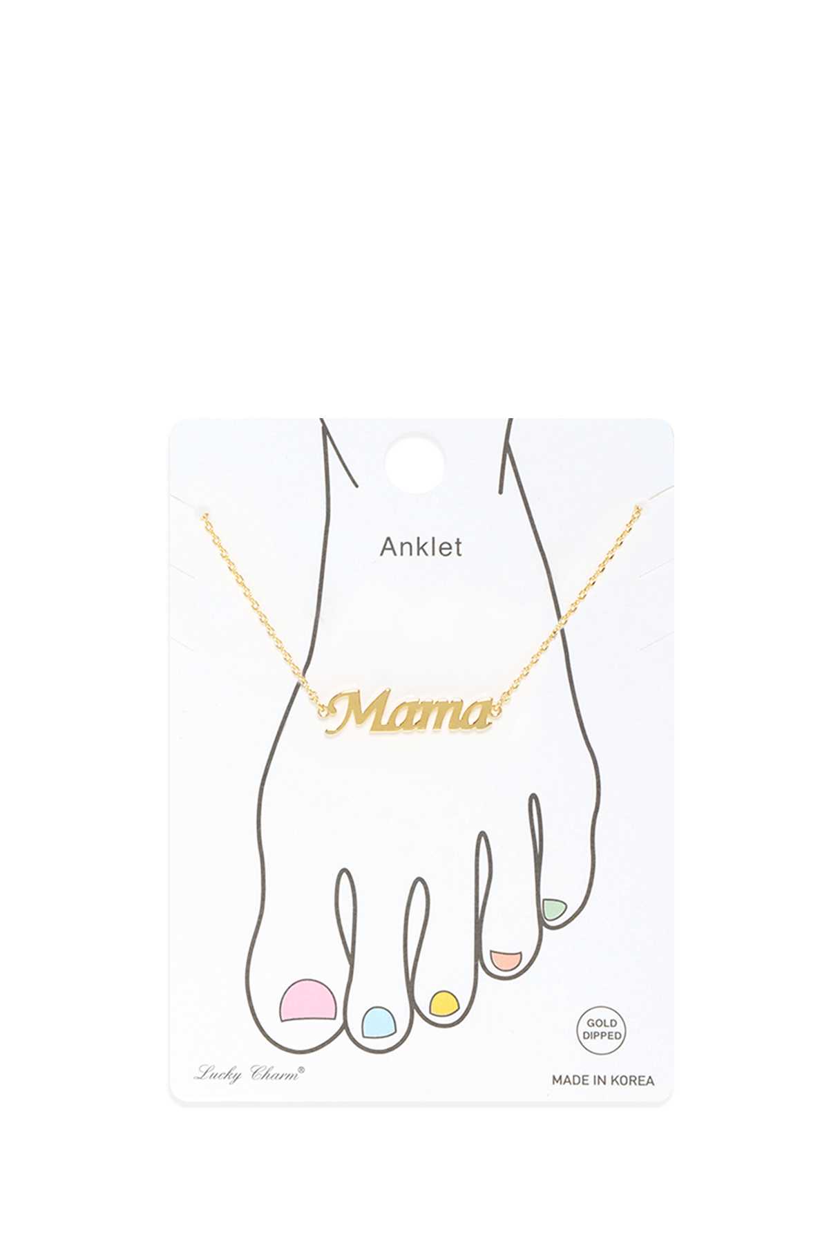 Gold Dipped Mama Text Anklet