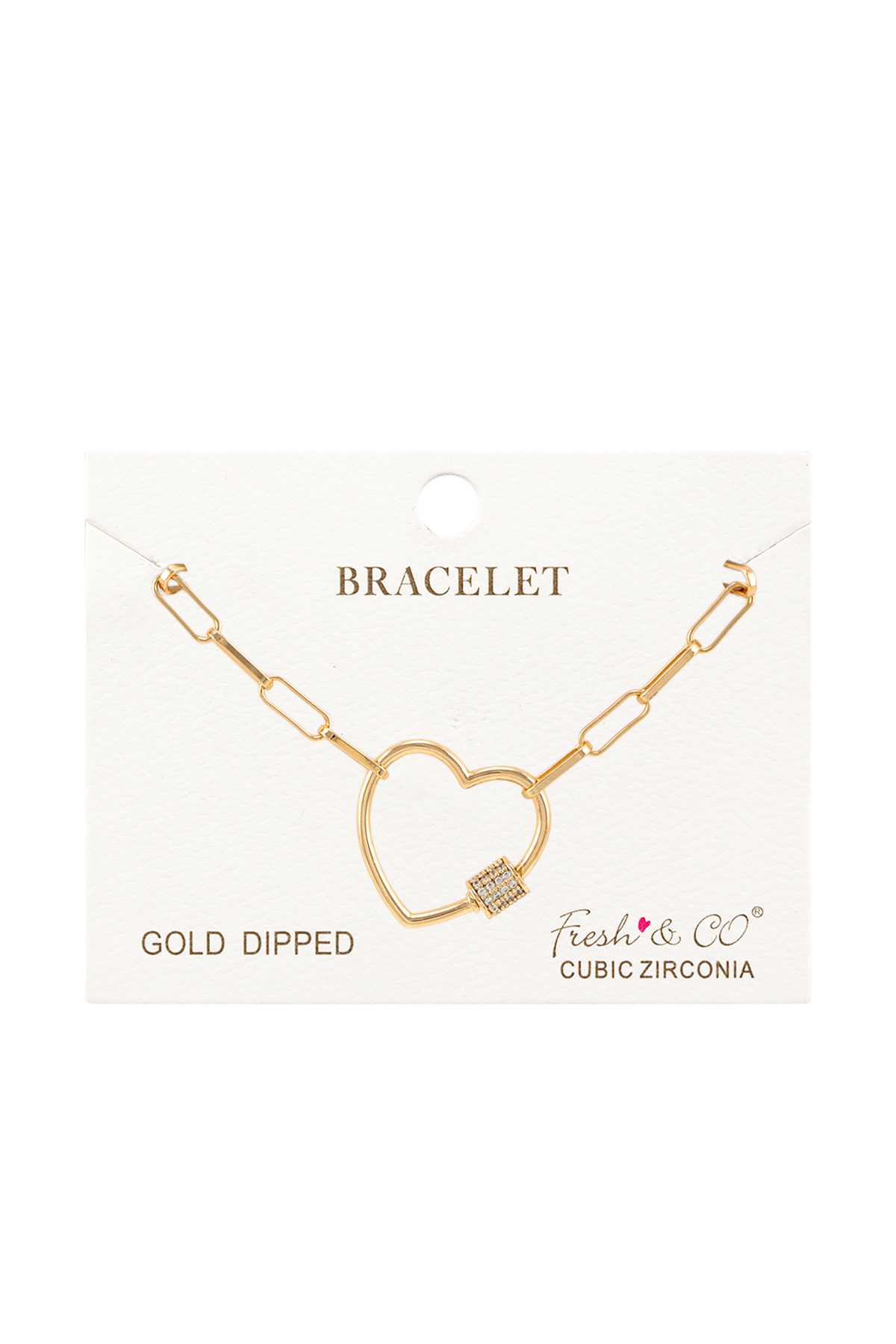 Gold Dipped Heart Shape Safety Lock Accent Bracelet