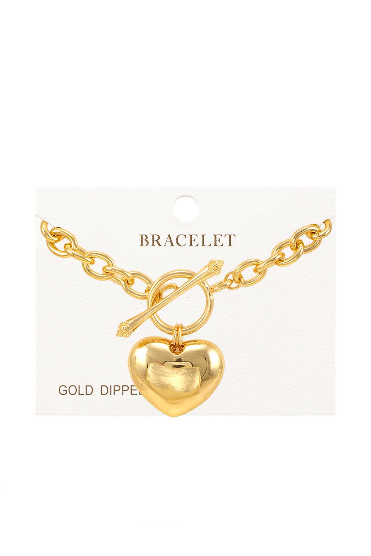 Heart Charm With Toggle Chain Bracelet