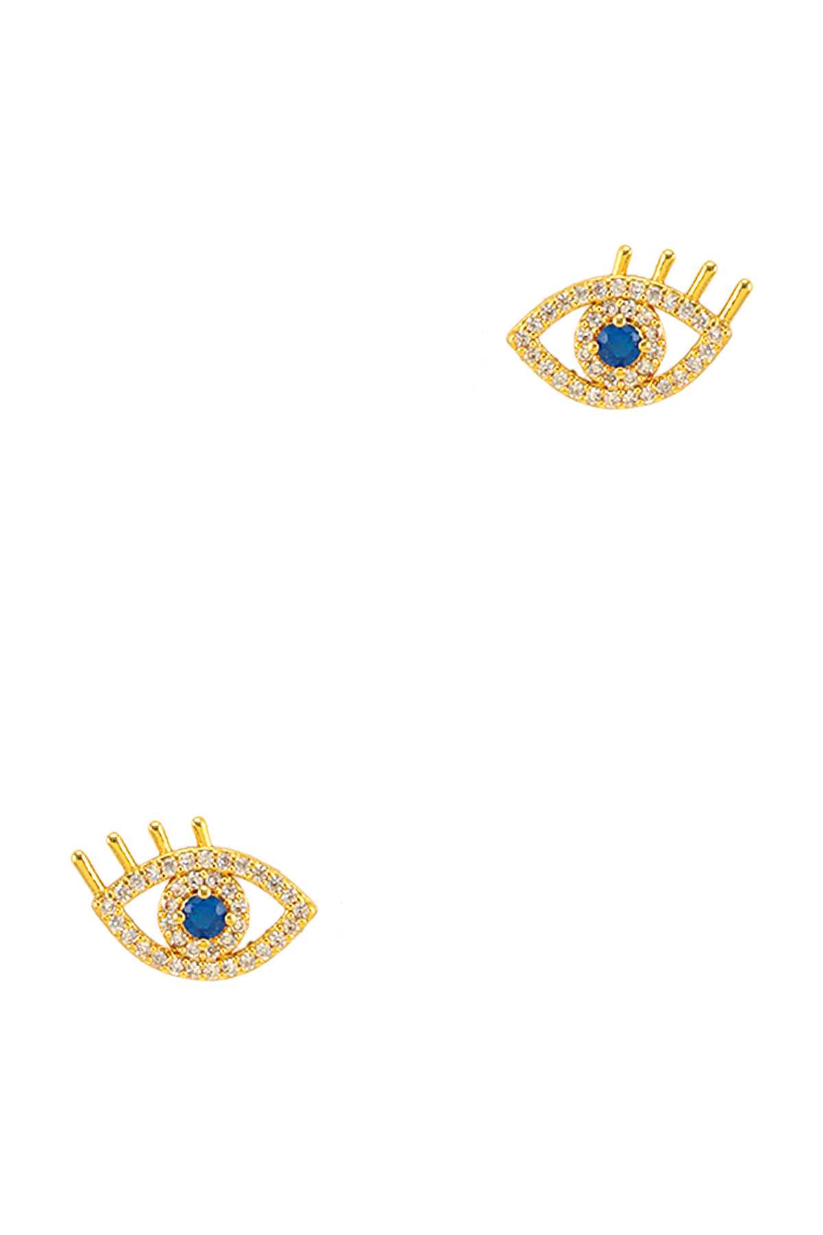Gold Dipped Eye with Lashes Silver Post Earring