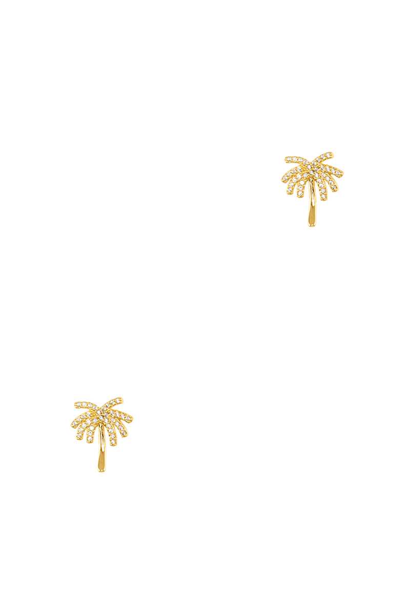 Gold Dipped Cubic Palm Tree Stud Earring