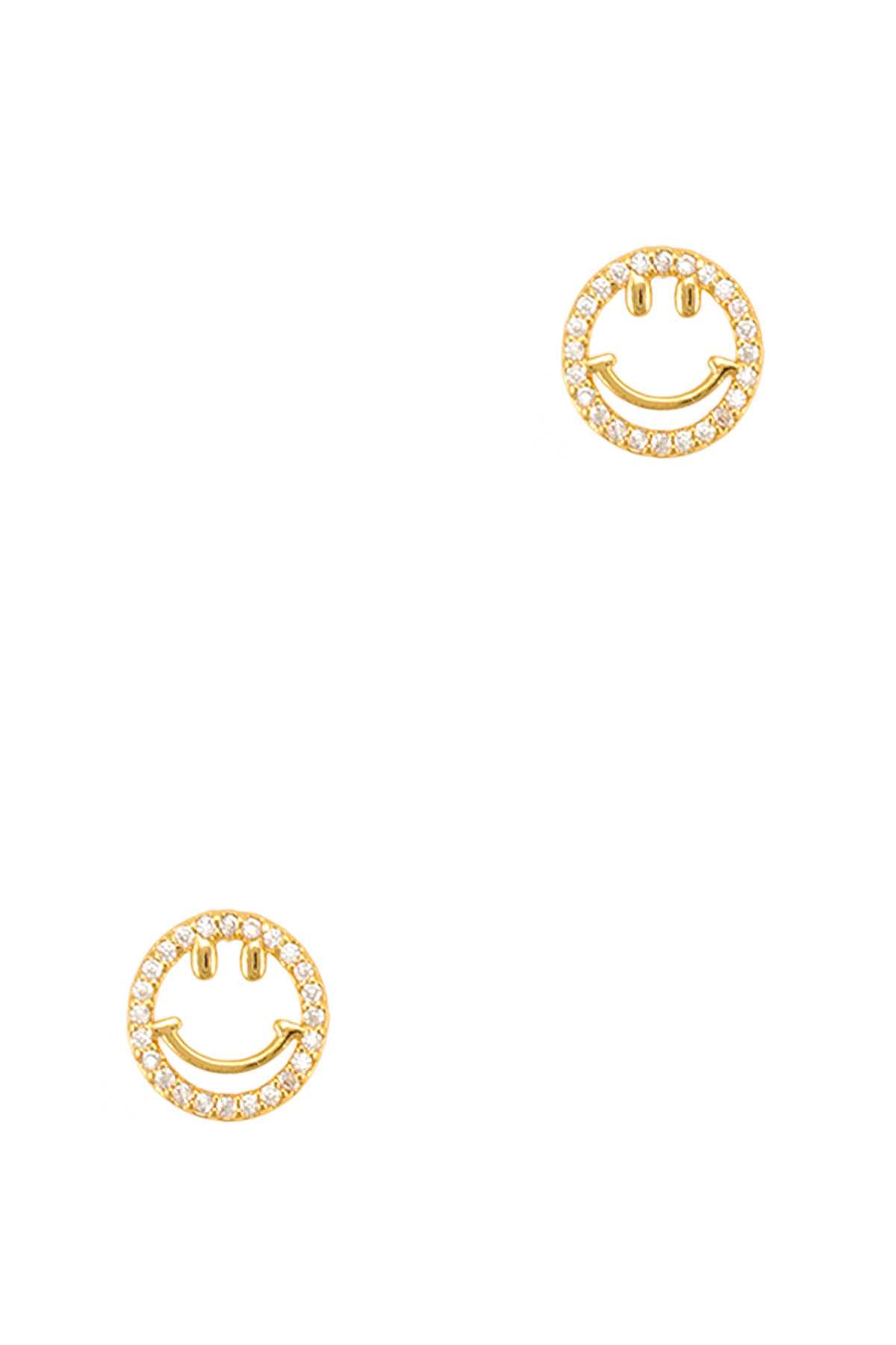 Gold Dipped Rhinestone Smile Face Earring