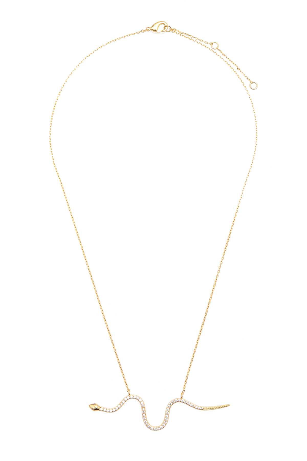 Gold Dipped Cubic Snake Pendant Necklace